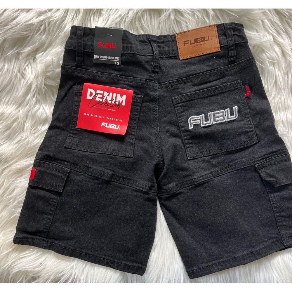 NWT Black Fubu Denim Jean Shorts Boys Size 12